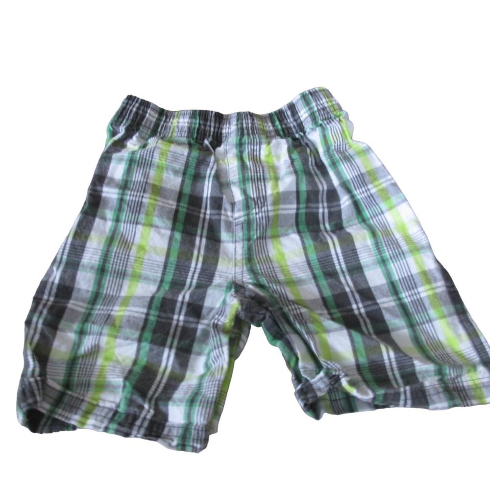 Peanut & Ollie Pull On Shorts Toddler Boys 3T Green White Stripe Elastic Bottoms